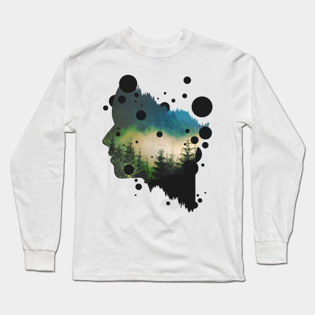 Face Of The Forest Long Sleeve T-Shirt by Sitchko